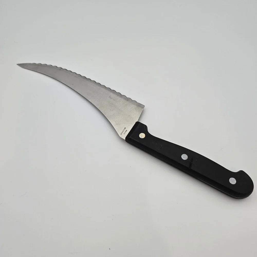 Ronco Six Star+ Sportsman Knife Serrated Curved Stainless Steel Black Handle